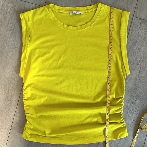 Cotton Sleeveless Top Side Ruching, Size L - Picture 7 of 8